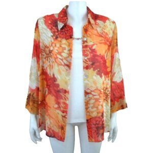 NWT Alfred Dunner Twofer Blouse Tank Orange Red Floral